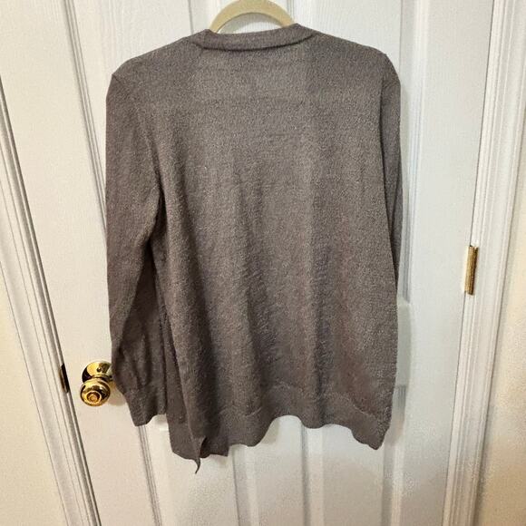Loft - Womens - Open Front Silver/Gray Shimmer Long Sleeve  Cardigan - Size Med - Picture 2 of 13